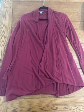 Athleta Draped Open Front Cardigan in Deep Berry